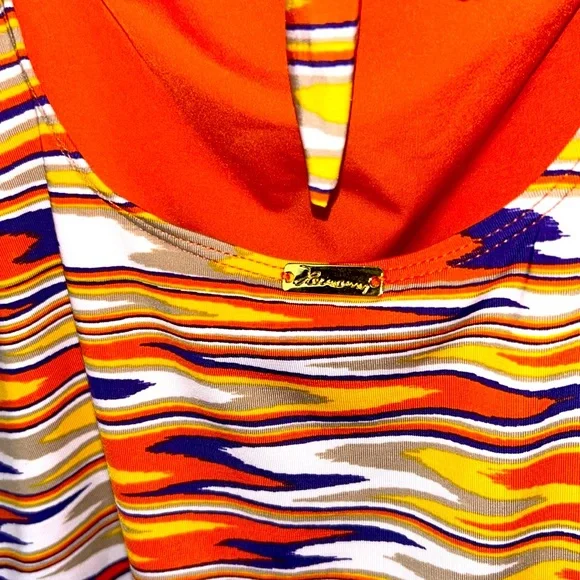 VIX Paula Hermanny One Piece Multicolor Swimsuit 24K Gold-Plated Details Size 12 - Picture 5 of 13